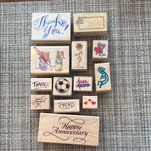 Wooden Rubber Stamp Set with Various Designs